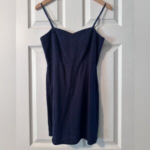 Strapless blue mini dress